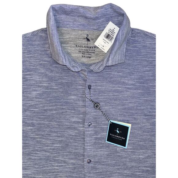 NEW TAILORBYRD Men's Polo Shirt Short Sleeves Button-Up Chambray Pocket NWT‎ - Picture 3 of 10
